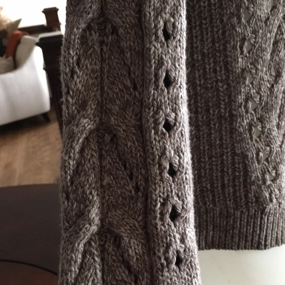 LUCKY BRAND Brown Long Sleeve Cable Knit Pull Over Sweater Wool Blend Women's M - Picture 3 of 7